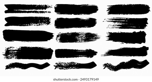 Marker hand-drawn line border set and scribble design elements. Lines hand drawn paint brush stroke. Vector set isolated on white. Hand drawn scribble. Black ink brush art