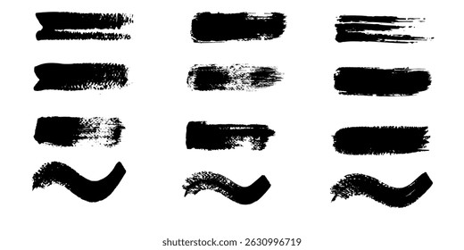 Marker hand-drawn line border set and scribble design elements. Lines hand drawn paint brush stroke. Vector set isolated on white. Hand drawn scribble. Black ink brush art. vector