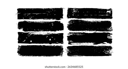 Handgezeichnete Markierungslinien, Rahmensatz und Scribble-Designelemente. Linien handgezeichnete Pinselstrich. Vektorgrafik einzeln auf Weiß. Handgezeichnete Kritzeleien. Schwarzer Tintenpinsel 