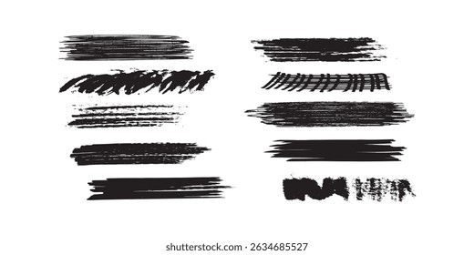 Marker hand-drawn line border set and scribble design elements. Lines hand drawn paint brush stroke. Vector set isolated on white. Hand drawn scribble. Black ink brush 