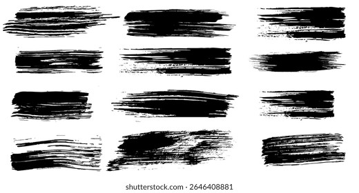 Conjunto de bordes de línea dibujados a mano y Elementos de diseño de garabatos. Líneas dibujadas a mano trazo de pincel. Conjunto de Vector aislado en blanco. Garabato dibujado a mano. Arte de pincel de tinta negra