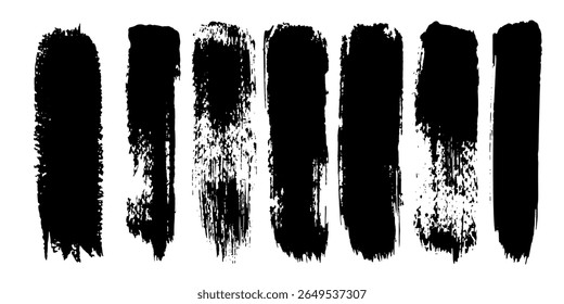 Marker hand-drawn line border set and scribble design elements. Lines hand drawn paint brush stroke. Vector set isolated on white. Hand drawn scribble. Black ink brush art