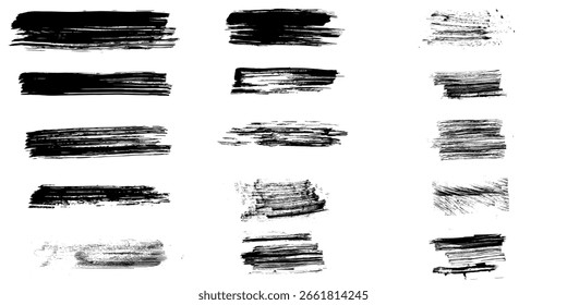 Elementos de design de rabisco e conjunto de bordas de linha desenhadas à mão do marcador. Traçado de pincel de pintura desenhado à mão de linhas. Vetor isolado no branco. Rabisco desenhado à mão. Arte com pincel de tinta preta