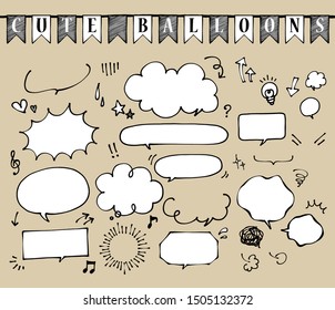 
Marker hand-drawn style speech bubble set (white)