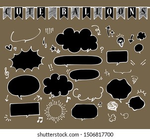 
Marker hand-drawn style speech bubble set (black)