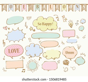 
Marker hand-drawn style speech bubble set (pastel color)