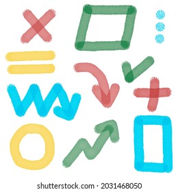 Marker highlight elements collection. Set of highlighter simbols, shapes and arrows vector illustration. Isolated on white background.