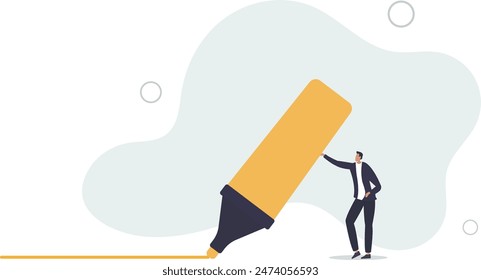 Marker or highlight important information, reminder or note for business message, plan for success, agenda and appointment concept.flat illustration.