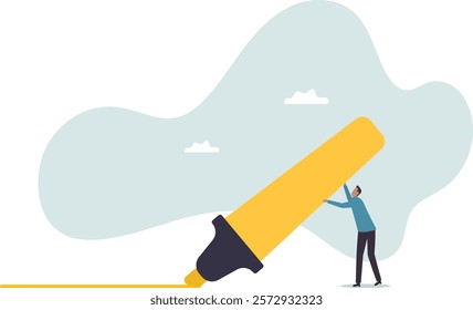 Marker or highlight important information, reminder or note for business message, plan for success, agenda and appointment .business concept.flat character.