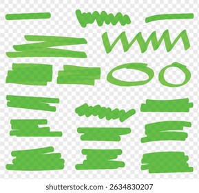 Conjunto de quadros oval de realce do marcador. Desenho à mão esboço Doodle linha de realce. Realce de texto e objetos importantes. Arredondar quadros de rabisco. Ilustração do vetor de estoque no fundo transparente.
