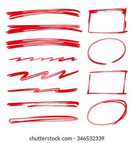marker and highlighter elements, underline and circles