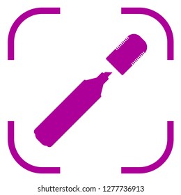 Marker, highlighter icon in focus. White background