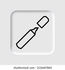 Marker, highlighter simple icon. Flat desing. Neumorphism design.ai