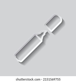 Marker, highlighter simple icon. Flat design. Paper style with shadow. Gray background.ai