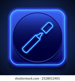 Marcador, resaltador, icono simple. Diseño plano. Estilo de neón azul en el Botón. Con shadow.ai