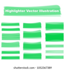 Marker Highlighter Strokes Design. Creative Illustration of Stain Strokes. Hand Drawn Highlight Marker Lines. Brushes Stripes. Isolated Vector. Abstract Colorful Graphic Stylish Elements.  
