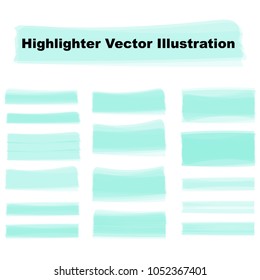 Marker Highlighter Strokes Design. Creative Illustration of Stain Strokes. Hand Drawn Highlight Marker Lines. Brushes Stripes. Isolated Vector. Abstract Colorful Graphic Stylish Elements.  