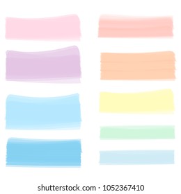 Marker Highlighter Strokes Design. Creative Illustration of Stain Strokes. Hand Drawn Highlight Marker Lines. Brushes Stripes. Isolated Vector. Abstract Colorful Graphic Stylish Elements.  
