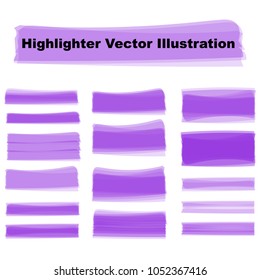 Marker Highlighter Strokes Design. Creative Illustration of Stain Strokes. Hand Drawn Highlight Marker Lines. Brushes Stripes. Isolated Vector. Abstract Colorful Graphic Stylish Elements.  
