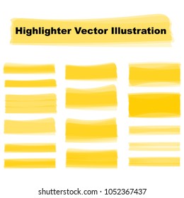 Marker Highlighter Strokes Design. Creative Illustration of Stain Strokes. Hand Drawn Highlight Marker Lines. Brushes Stripes. Isolated Vector. Abstract Colorful Graphic Stylish Elements.  