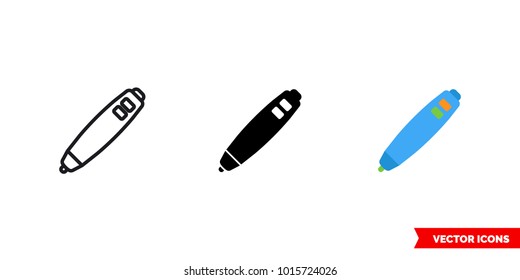 Marker icon of 3 types: color, black and white, outline. Isolated vector sign symbol.