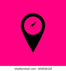 Marker icon. Black icon on pink background