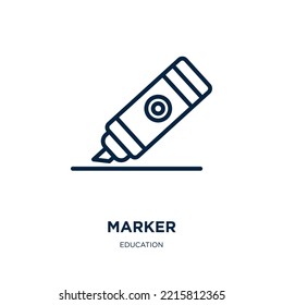 marker icon from education collection. Thin linear marker, navigation, pointer outline icon isolated on white background. Line vector marker sign, symbol for web and mobile