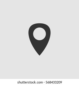 Marker icon flat. Black pictogram on grey background. Vector illustration symbol