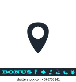 Marker icon flat. Black pictogram on white background. Vector illustration symbol and bonus button