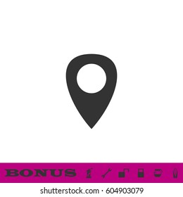 Marker icon flat. Black pictogram on white background. Vector illustration symbol and bonus button