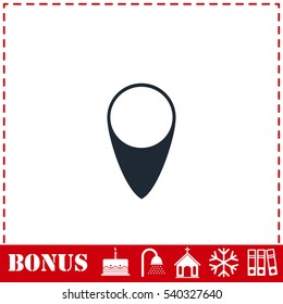 Marker icon flat. Simple vector symbol and bonus icon