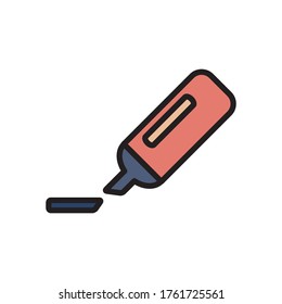 The Marker Icon. Highlight Flat Icon Design Vector Illustration
