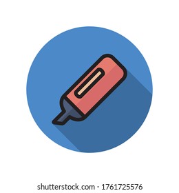The Marker Icon. Highlight Flat Icon Design Vector Illustration