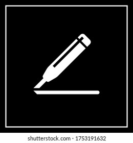 The marker icon. Highlighter symbol. Flat illustration. Vector sign on black