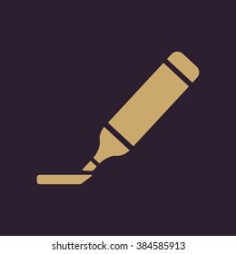 The marker icon. Highlighter symbol. Flat Vector illustration