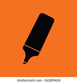Marker icon. Orange background with black. Vector illustration.