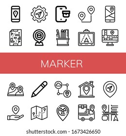 marker icon set. Collection of Gps, Maps, Navigator, Placeholder, Tracking, Pencil case, Route, Location, Pen, Navigation icons