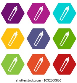 Marker icon set many color hexahedron isolated on white vector illustration