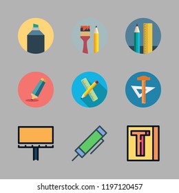 marker icon set. vector set about school material, maps and flags and highlighter icons set.