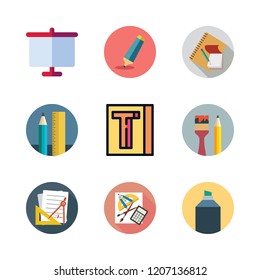 marker icon set. vector set about school material, white board and highlighter icons set.