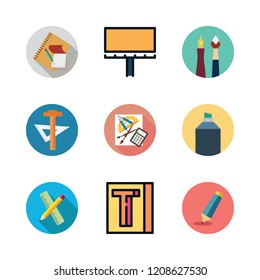 marker icon set. vector set about maps and flags, school material and highlighter icons set.