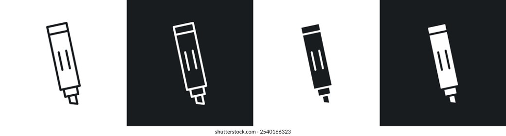 Marker icon set. Vector symbols in black and white colors.