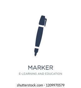 Marker icon. Trendy flat vector Marker icon on white background from E-learning and education collection, vector illustration can be use for web and mobile, eps10