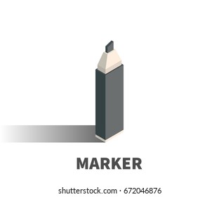 Marker icon, vector symbol in isometric 3D style isolated on white background.