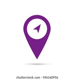 Marker icon. Violet icon and gray shadow 