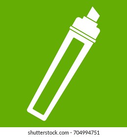 Marker icon white isolated on green background. Vector illustration