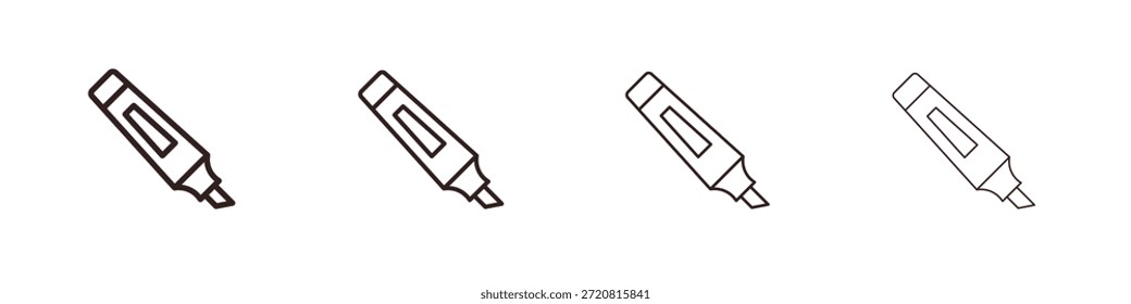 Iconos de marcador delinean el diseño de Vector negro. Línea con trazo editable.