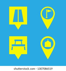 marker icons set with marker flags, rest area pin and road location vector set