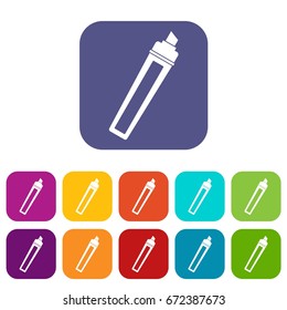 Marker icons set vector illustration in flat style In colors red, blue, green and other
