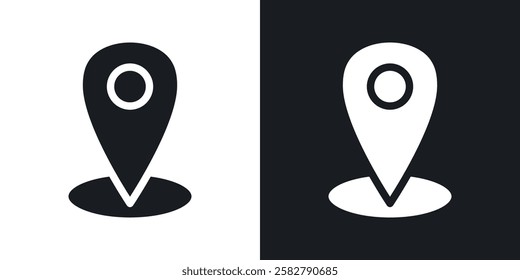 Marker icons set vectors black and colored style
